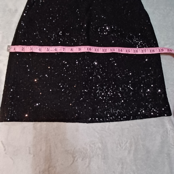 Ann Taylor Black Sequin Sparkles Wool Blend Straight Mini Skirt Size 0 Lined. - Picture 9 of 14